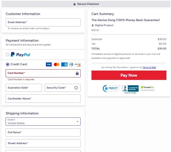 the-genius-song-checkout-page